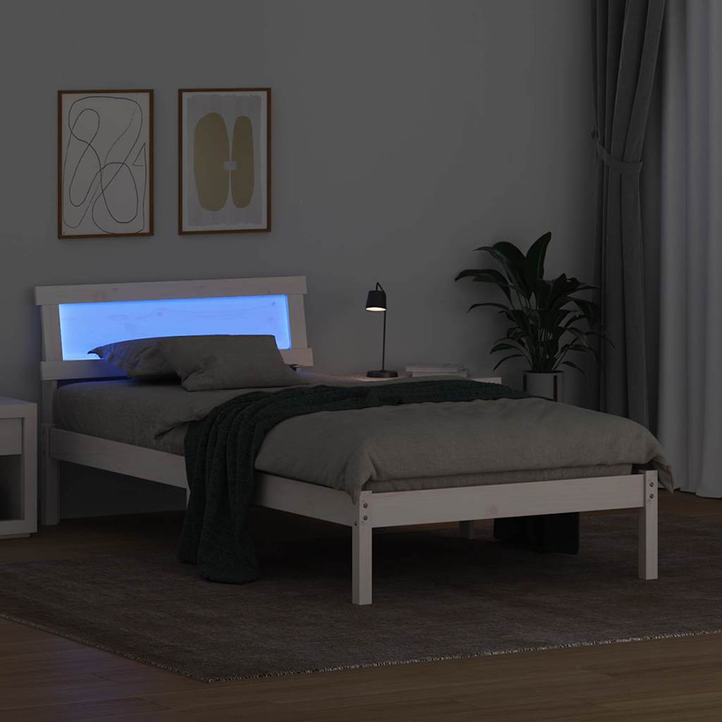 Sengestamme med hodegjerde Hvit 90 x 200 cm Massiv furu