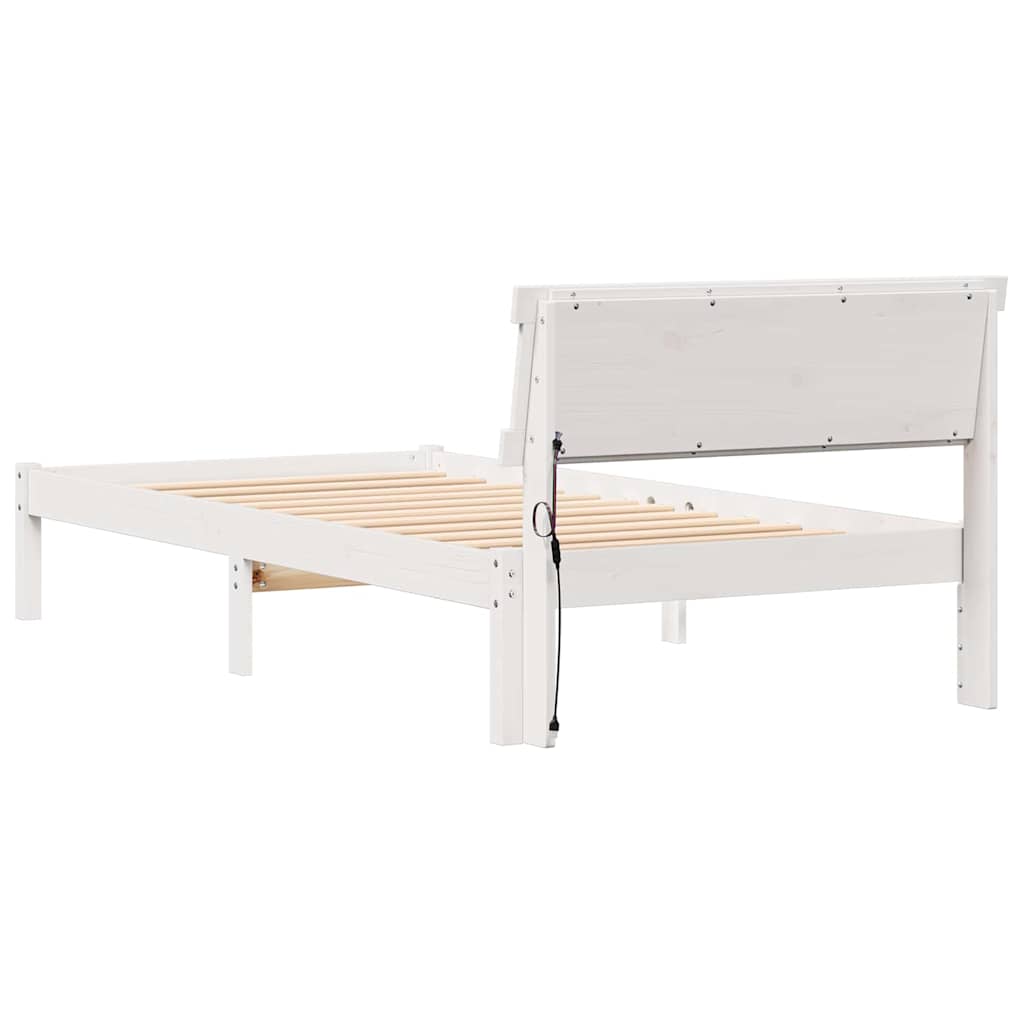 Sengestamme med hodegjerde Hvit 90 x 200 cm Massiv furu
