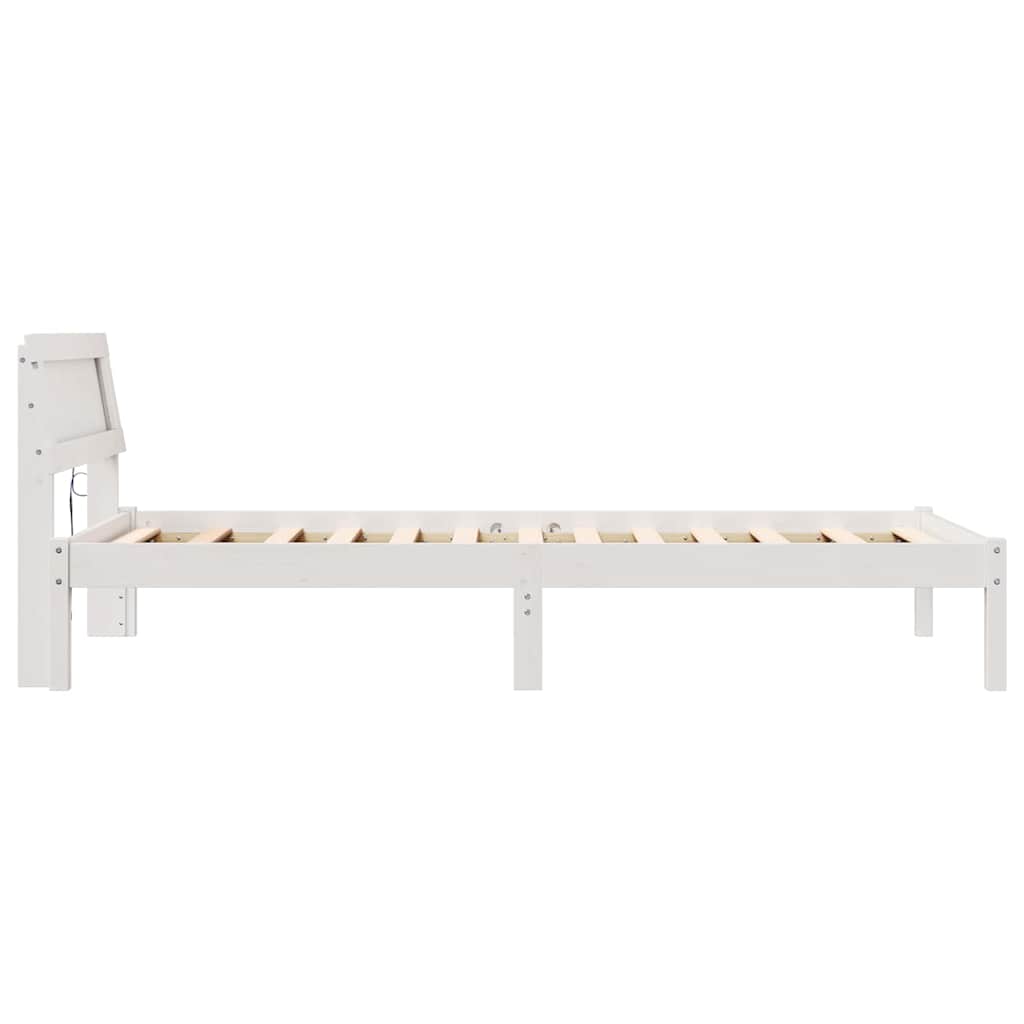 Sengestamme med hodegjerde Hvit 90 x 200 cm Massiv furu