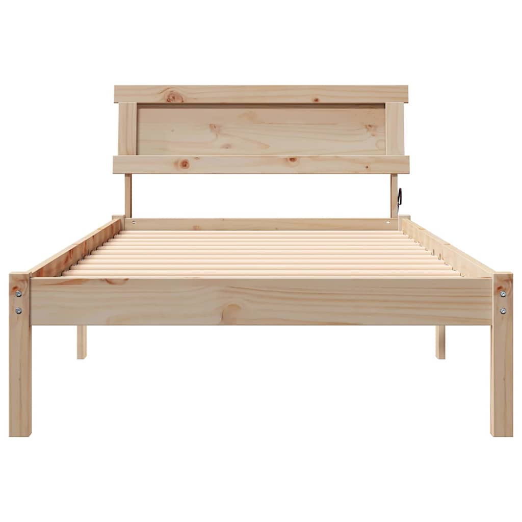 Sengestamme med hodegjerde Brun 75 x 190 cm Massiv furu