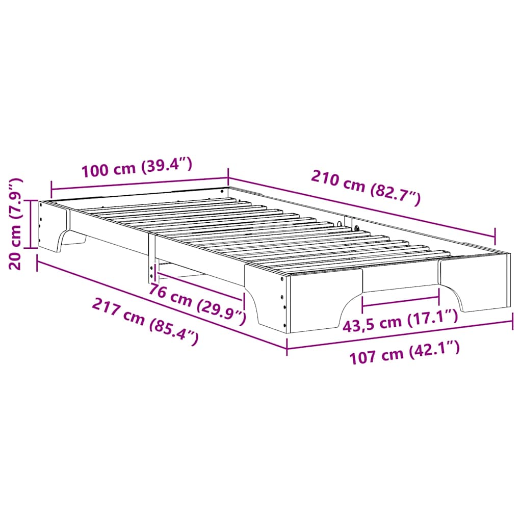 Sengestamme Brun 100 x 210 cm Massiv furu