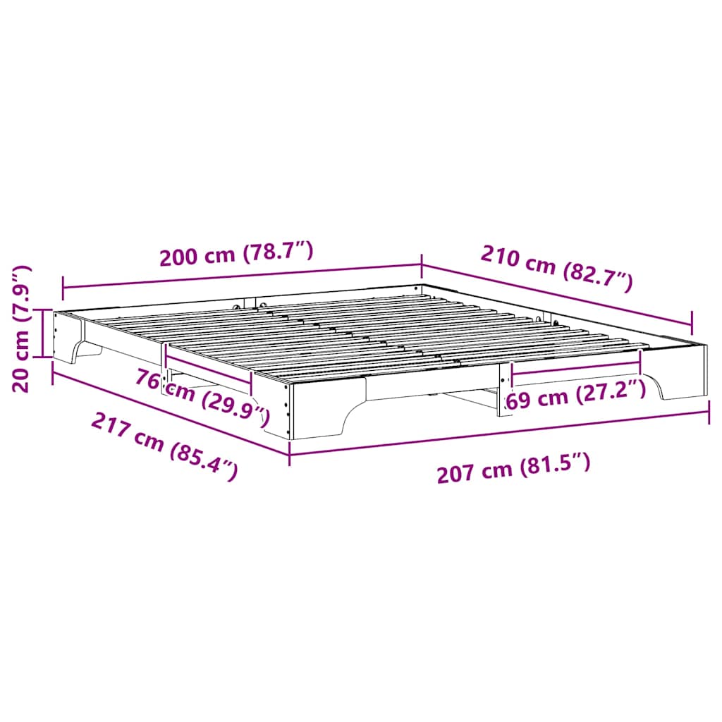 Sengestamme Brun 200 x 210 cm Massiv furu