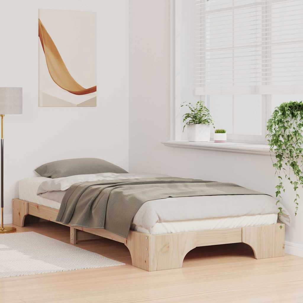 Gulvbedramme med lagring Brun 90 x 220 cm Heltre furu