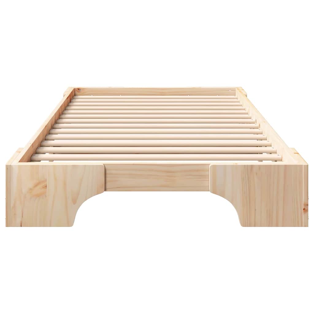 Gulvbedramme med lagring Brun 90 x 220 cm Heltre furu