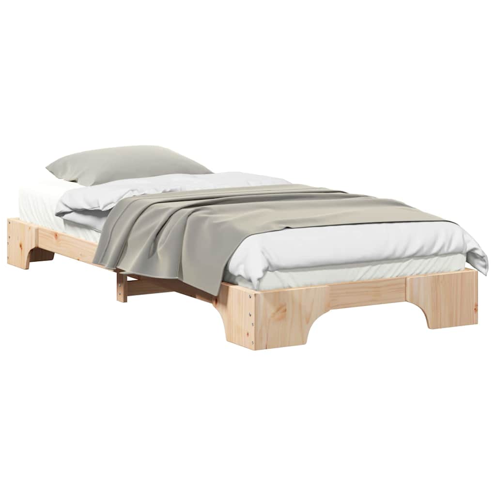 Gulvbedramme med lagring Brun 90 x 220 cm Heltre furu