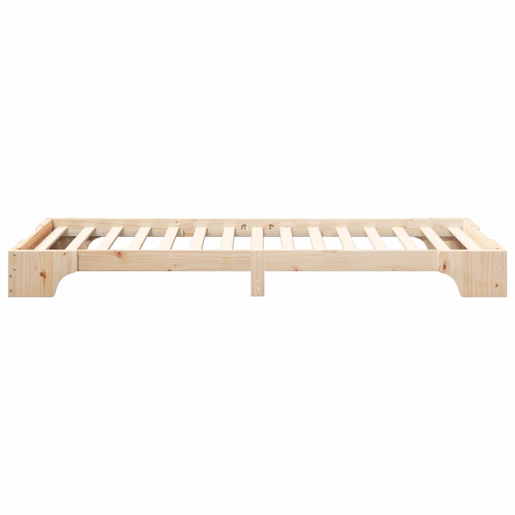 Gulvbedramme med lagring Brun 90 x 220 cm Heltre furu