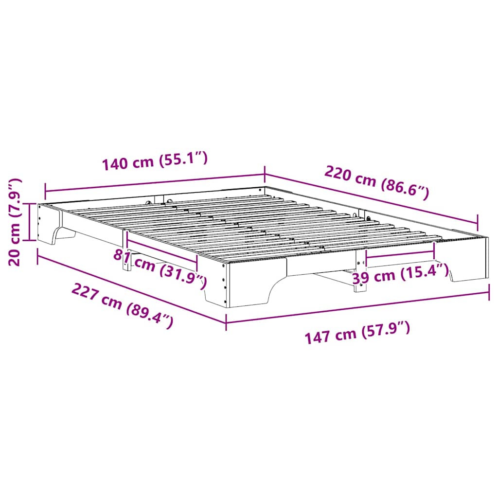 Sengestamme Brun 140 x 220 cm Massiv furu