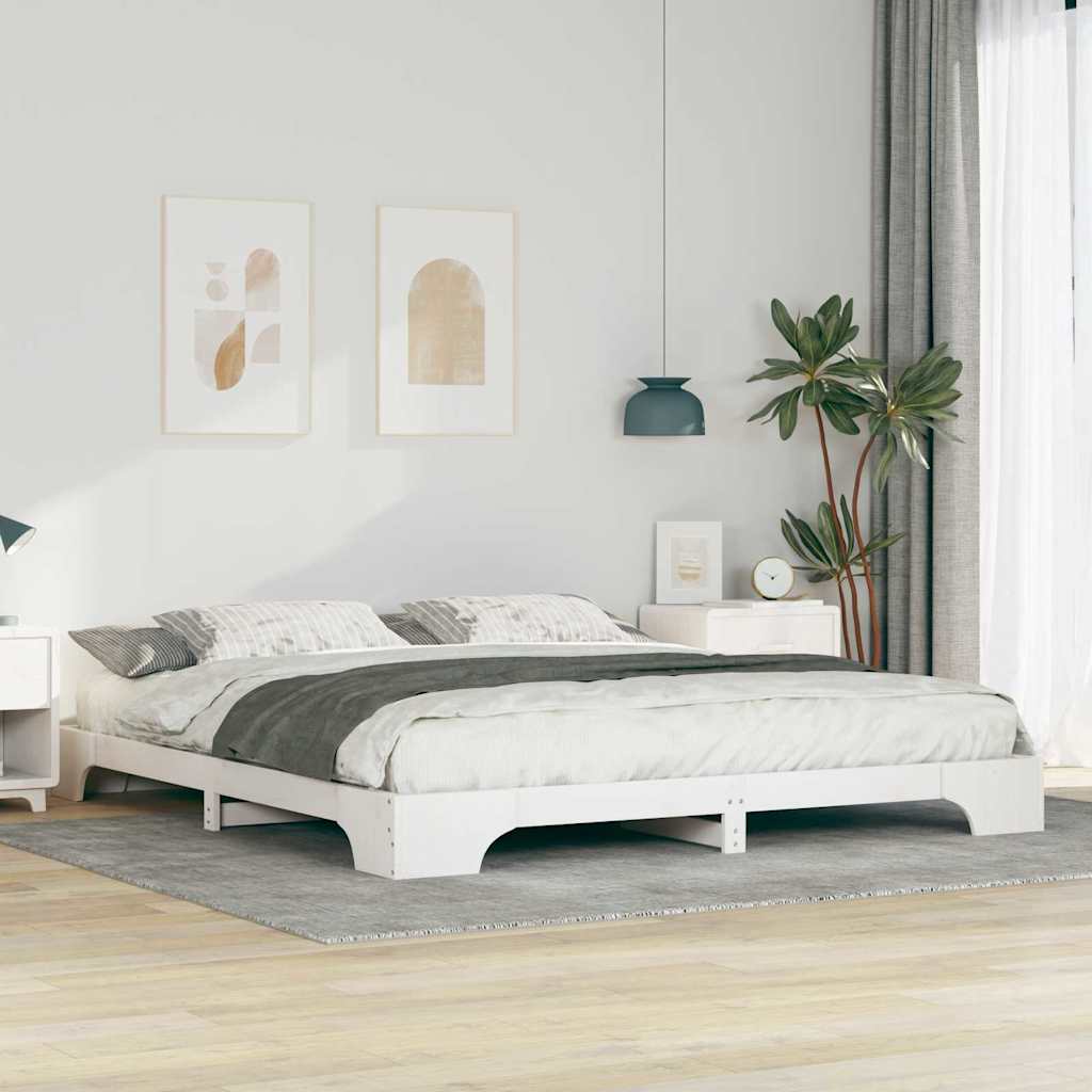 Sengestamme Hvit 180 x 220 cm Massiv furu