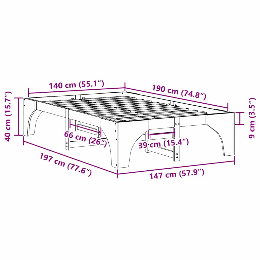 Sengestamme Brun 140 x 190 cm Massiv furu