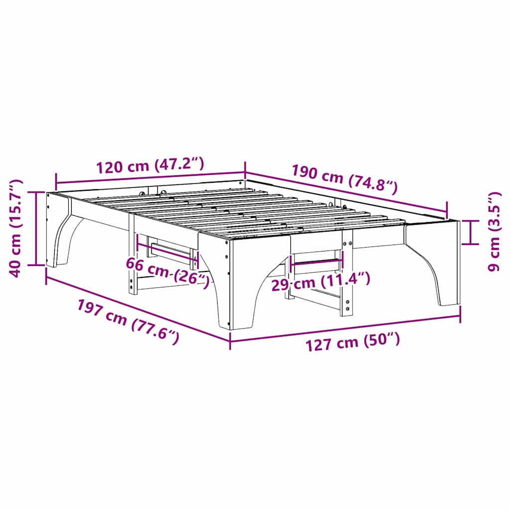 Sengestamme Brun 120 x 190 cm Massiv furu