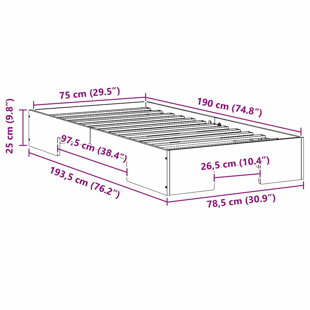 Sengestamme Hvit 75 x 190 cm