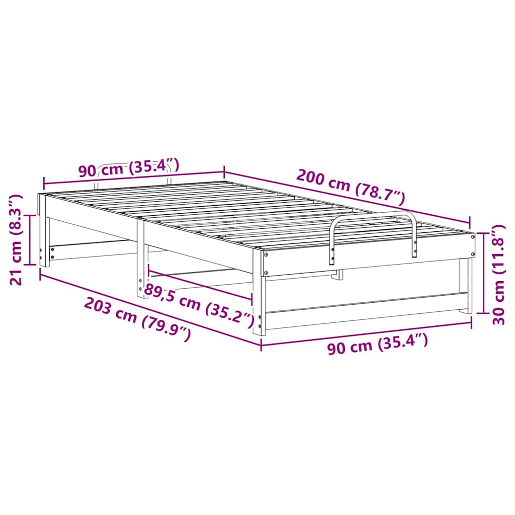 Sengestamme Brun 90 x 200 cm Massiv furu