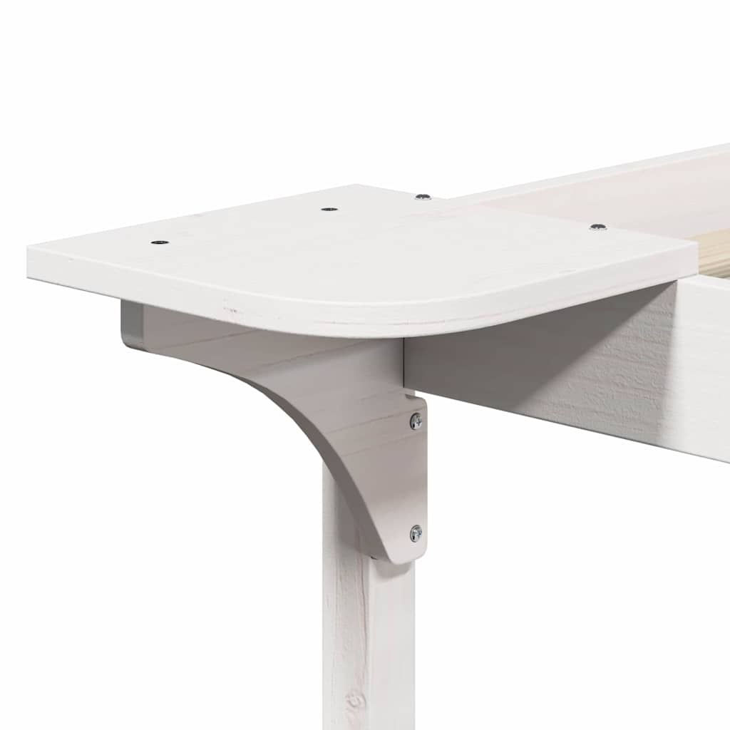 Sengestamme med Sidebord Hvit 80 x 210 cm Massiv furu