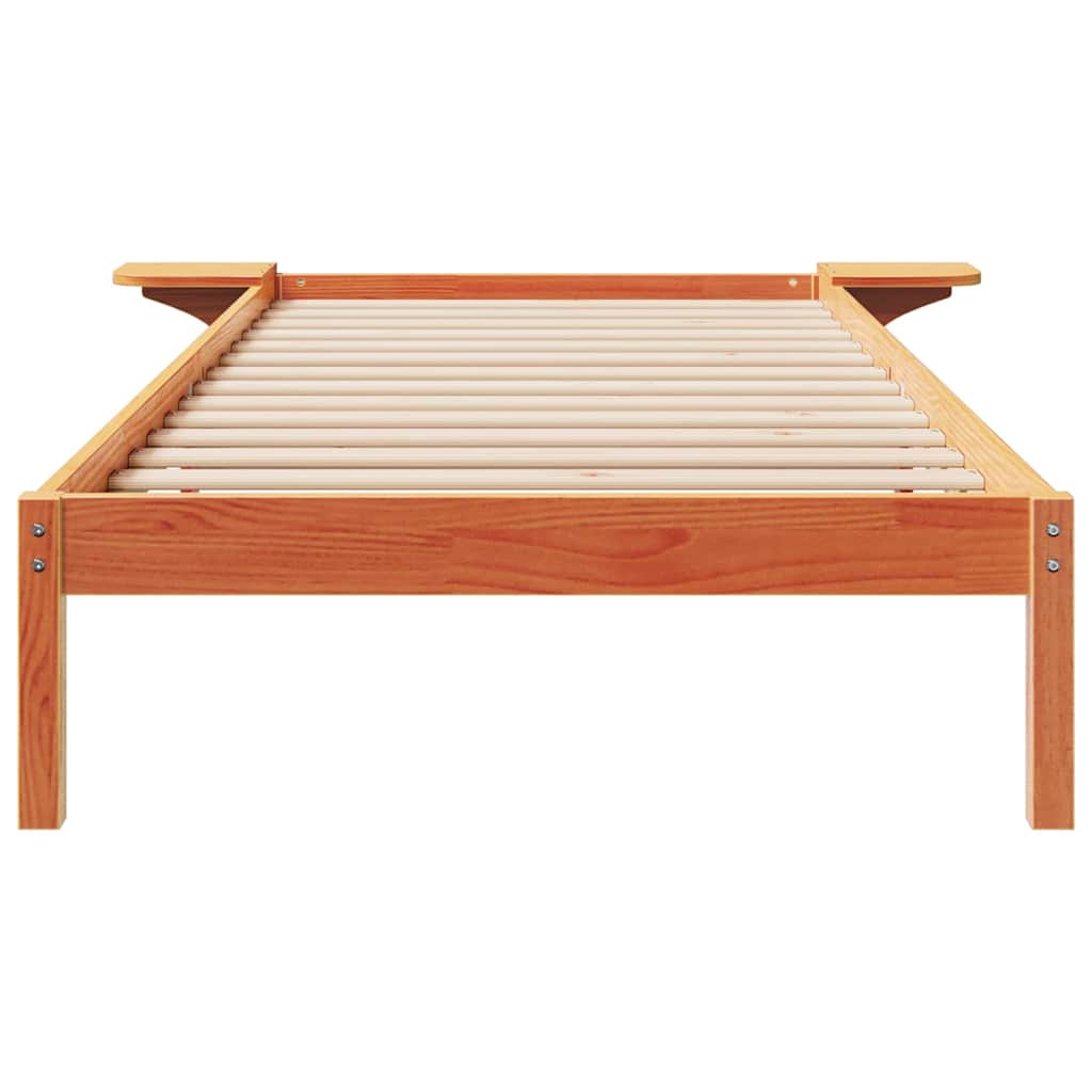 Sengestamme med Sidebord Vokset Brun 80 x 210 cm Massiv furu