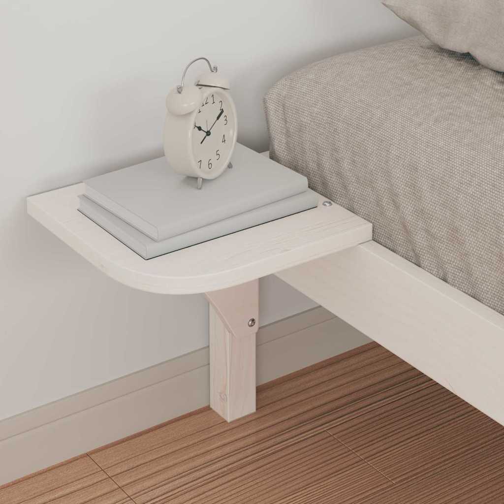 Sengestamme med Sidebord Hvit 100 x 210 cm Massiv furu