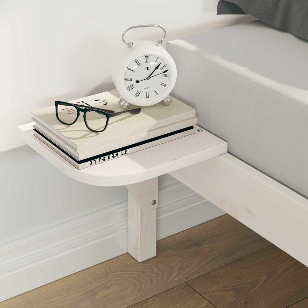 Sengestamme med Sidebord Hvit 140 x 210 cm Massiv furu