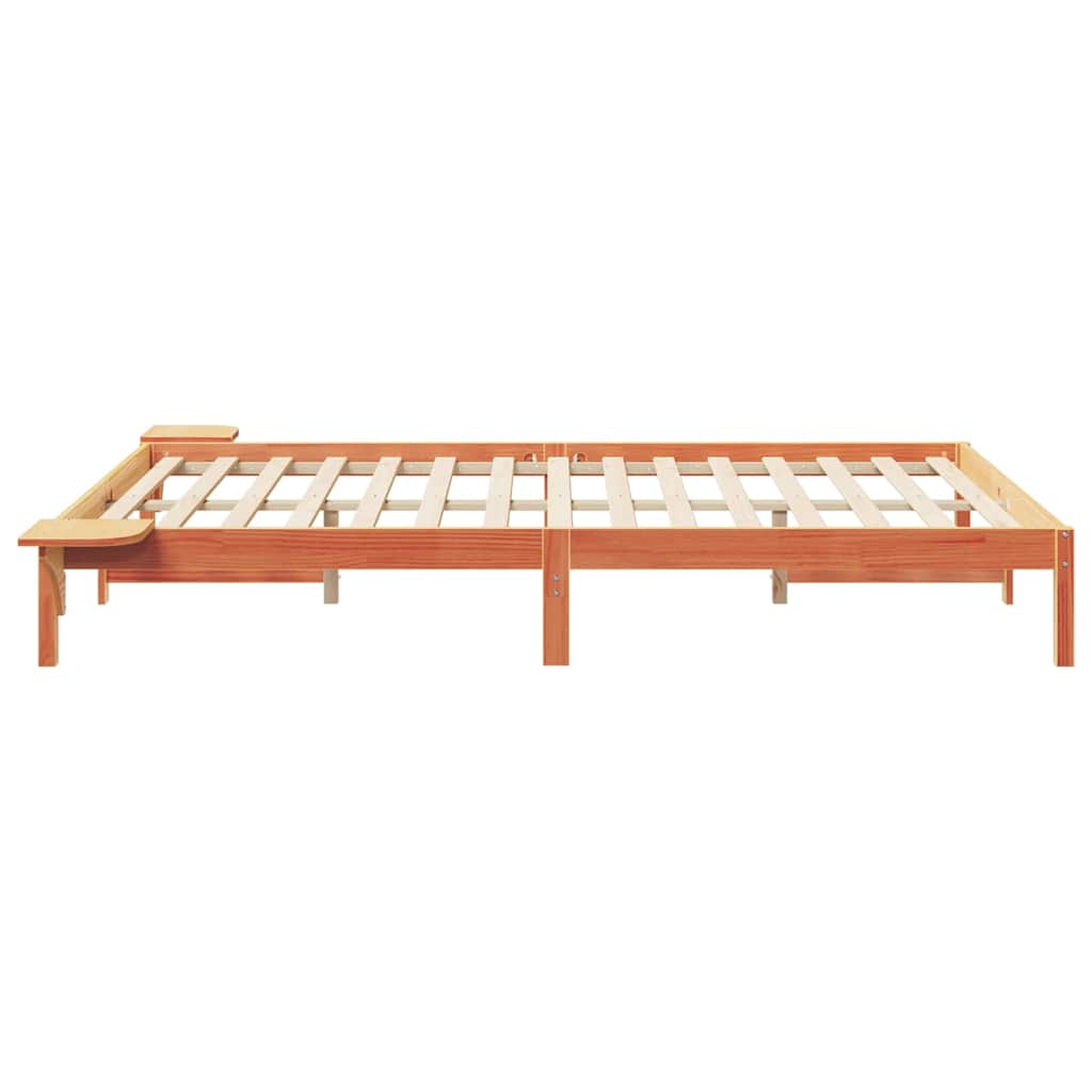 Sengestamme med Sidebord Vokset Brun 140 x 210 cm Massiv furu