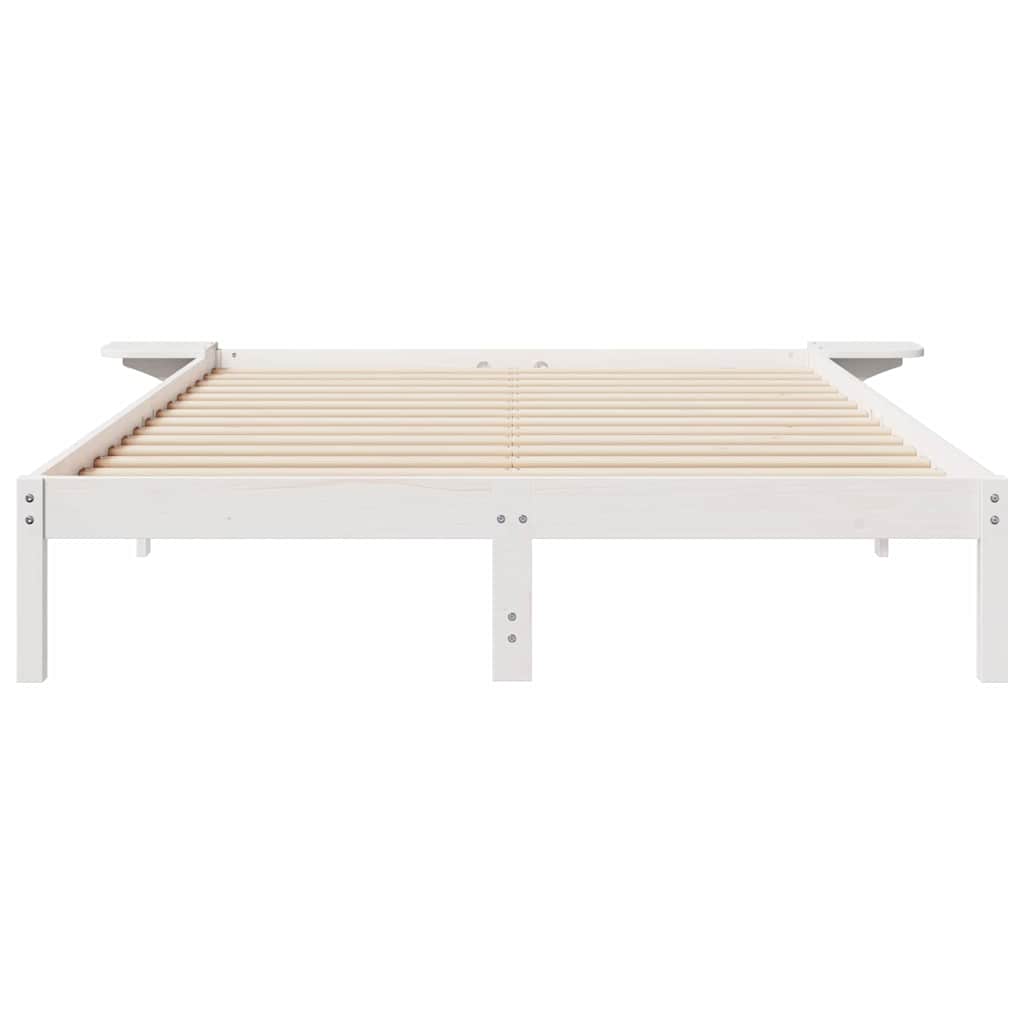 Sengestamme med Sidebord Hvit 160 x 210 cm Massiv furu
