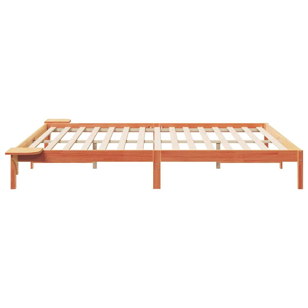 Sengestamme med Sidebord Vokset Brun 200 x 210 cm Massiv furu