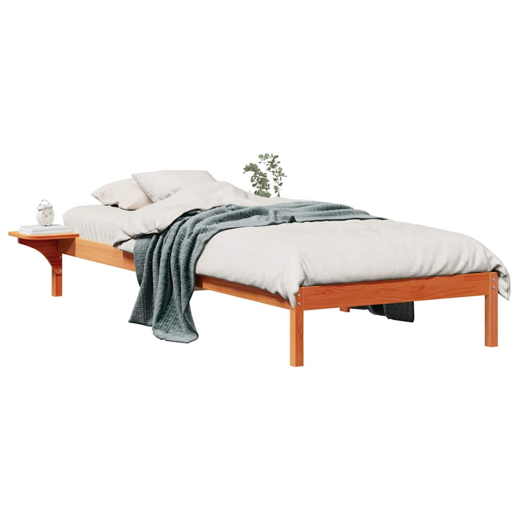 Sengestamme med Sidebord Vokset Brun 80 x 220 cm Massiv furu