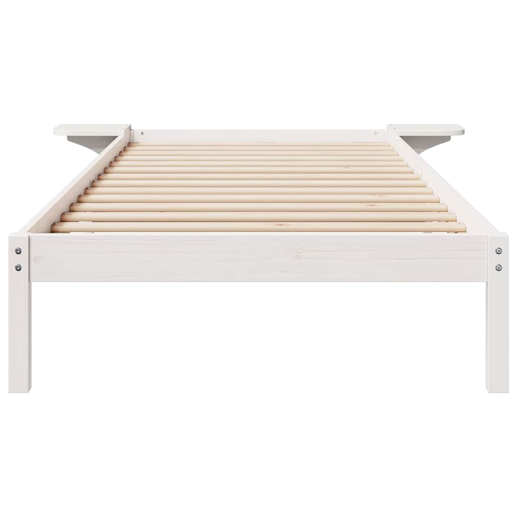 Sengestamme med Sidebord Hvit 100 x 220 cm Massiv furu