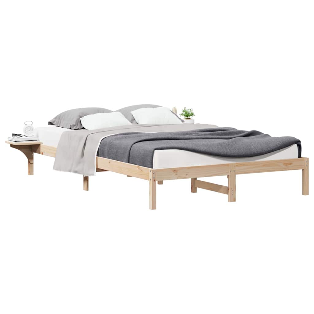 Sengestamme med Sidebord Naturlig 140 x 220 cm Massiv furu