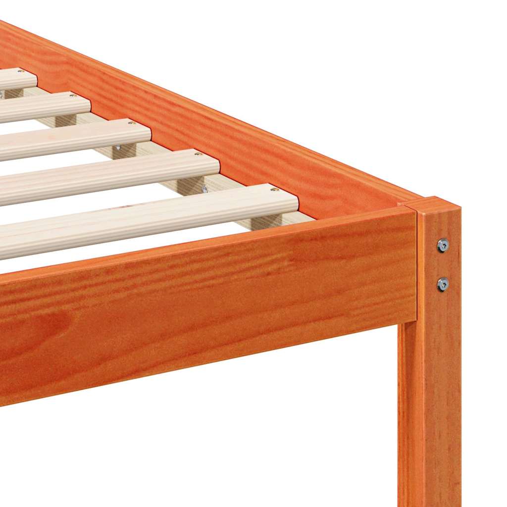 Sengestamme med Sidebord Vokset Brun 200 x 220 cm Massiv furu