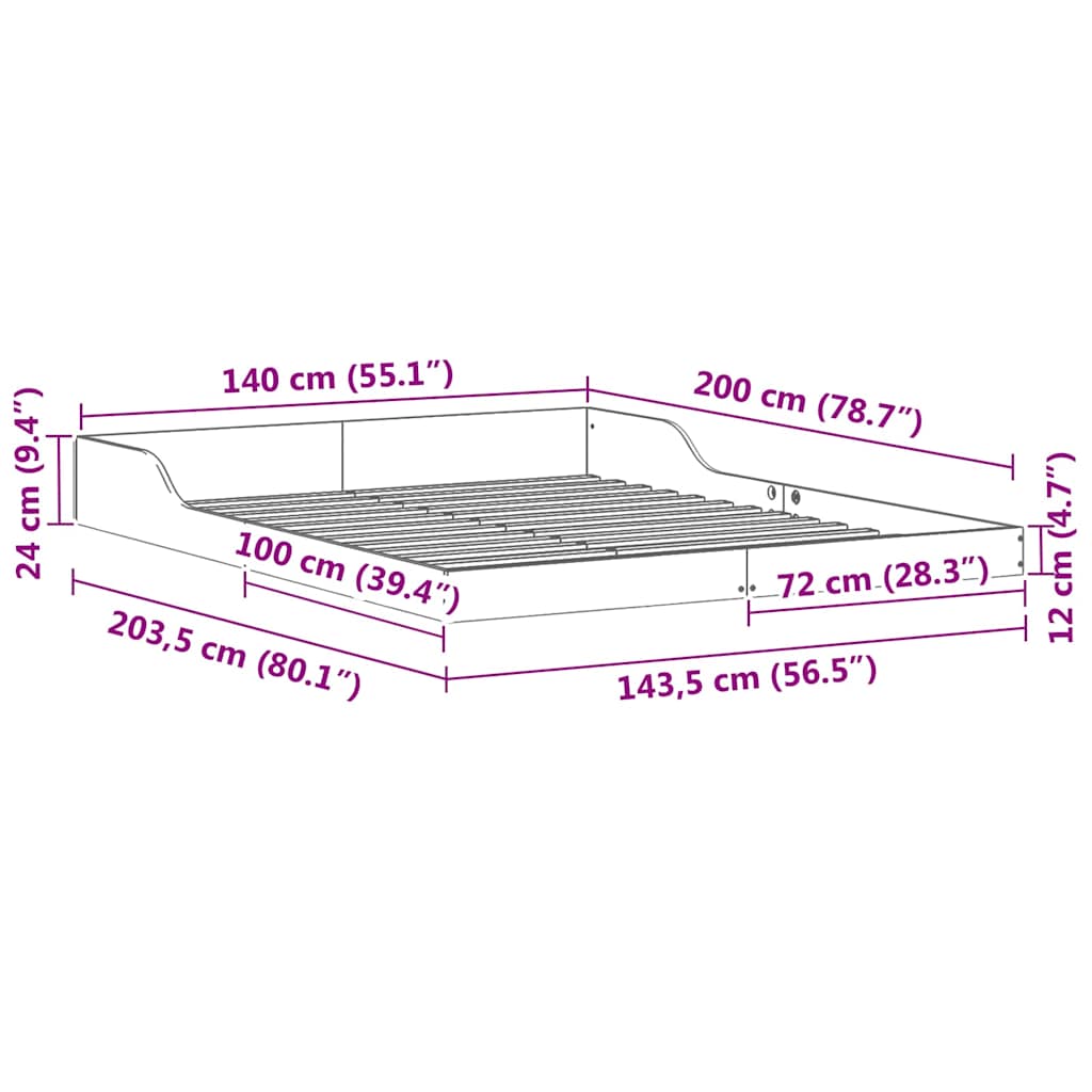Sengestamme Vokset Brun 140 x 200 cm Massiv furu