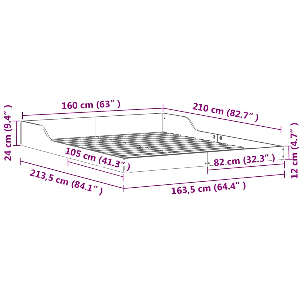 Sengestamme Vokset Brun 160 x 210 cm Massiv furu