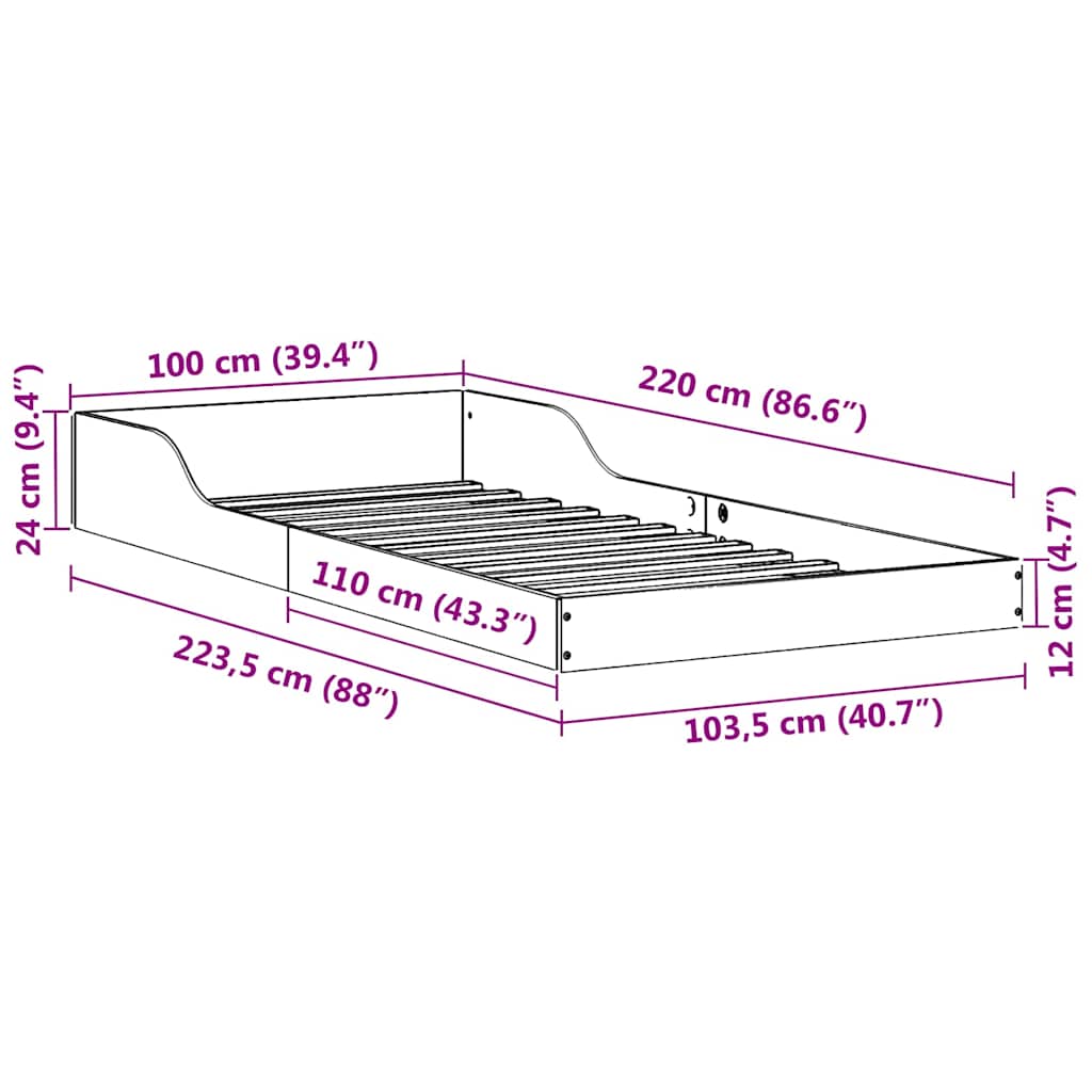 Sengestamme Naturlig 100 x 220 cm Massiv furu
