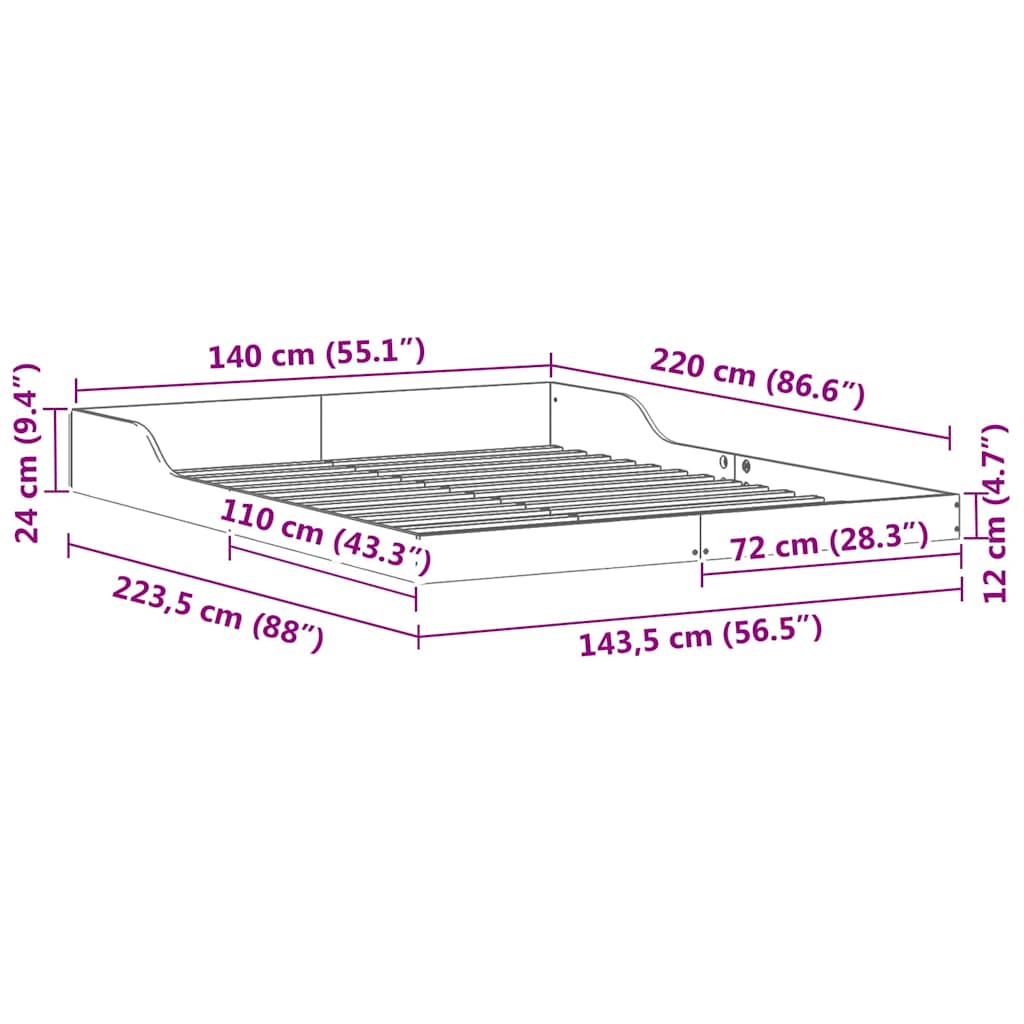 Sengestamme Vokset Brun 140 x 220 cm Massiv furu
