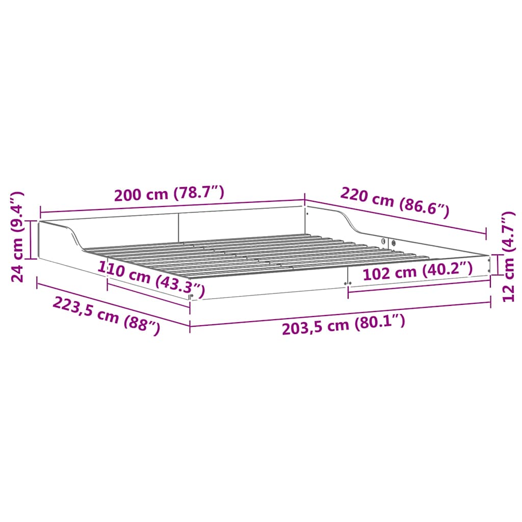 Sengestamme Vokset Brun 200 x 220 cm Massiv furu