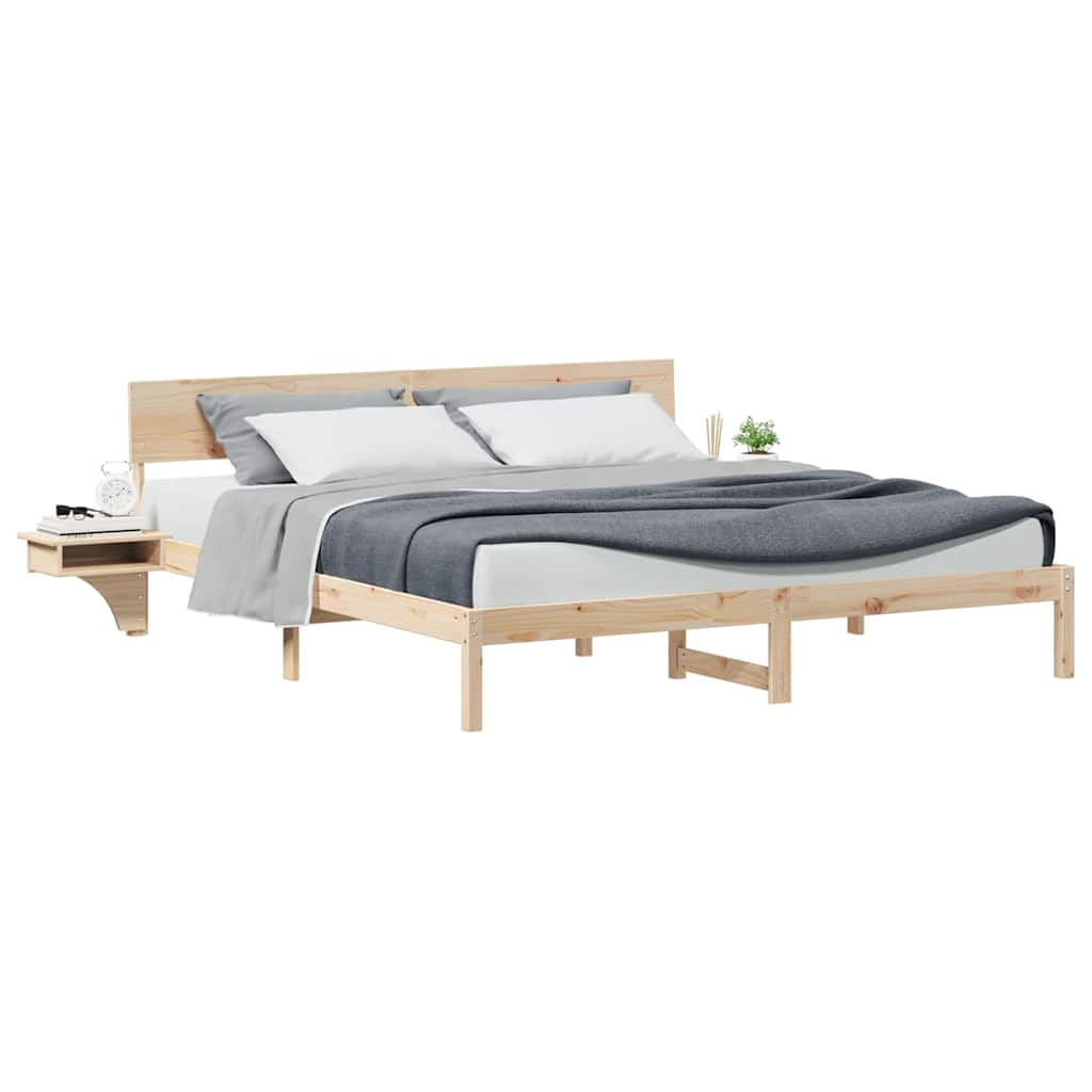 Sengestamme med hodegjerde Brun 180 x 200 cm Massiv furu