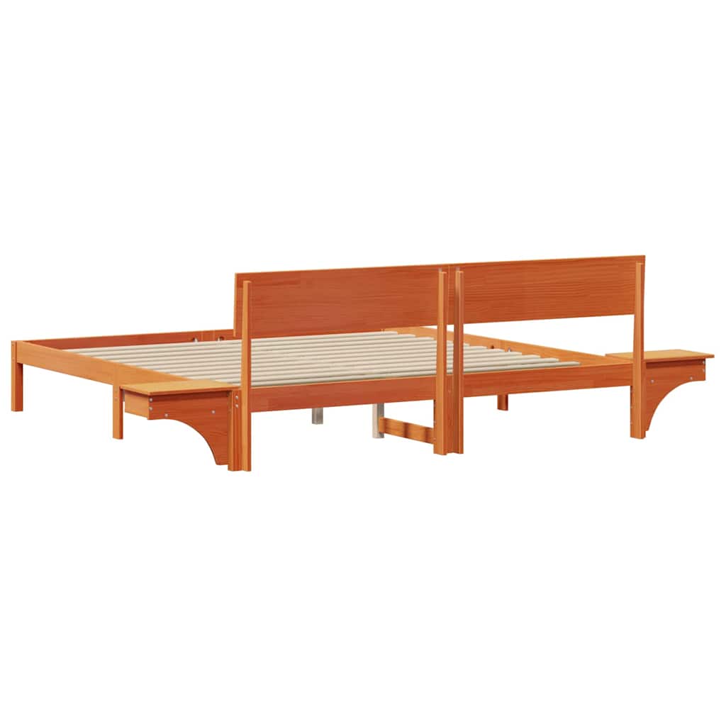 Sengestamme med hodegjerde Vokset Brun 180 x 200 cm Massiv furu