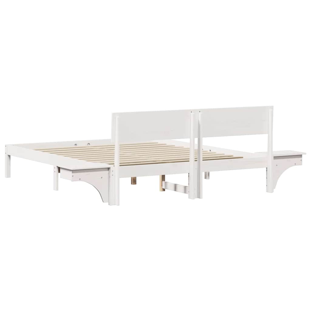 Sengestamme med hodegjerde Hvit 160 x 200 cm Massiv furu