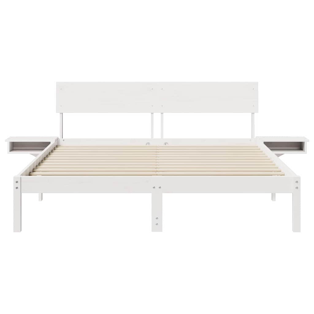 Sengestamme med hodegjerde Hvit 160 x 200 cm Massiv furu