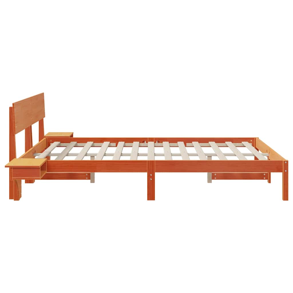 Sengestamme med hodegjerde Vokset Brun 160 x 200 cm Massiv furu