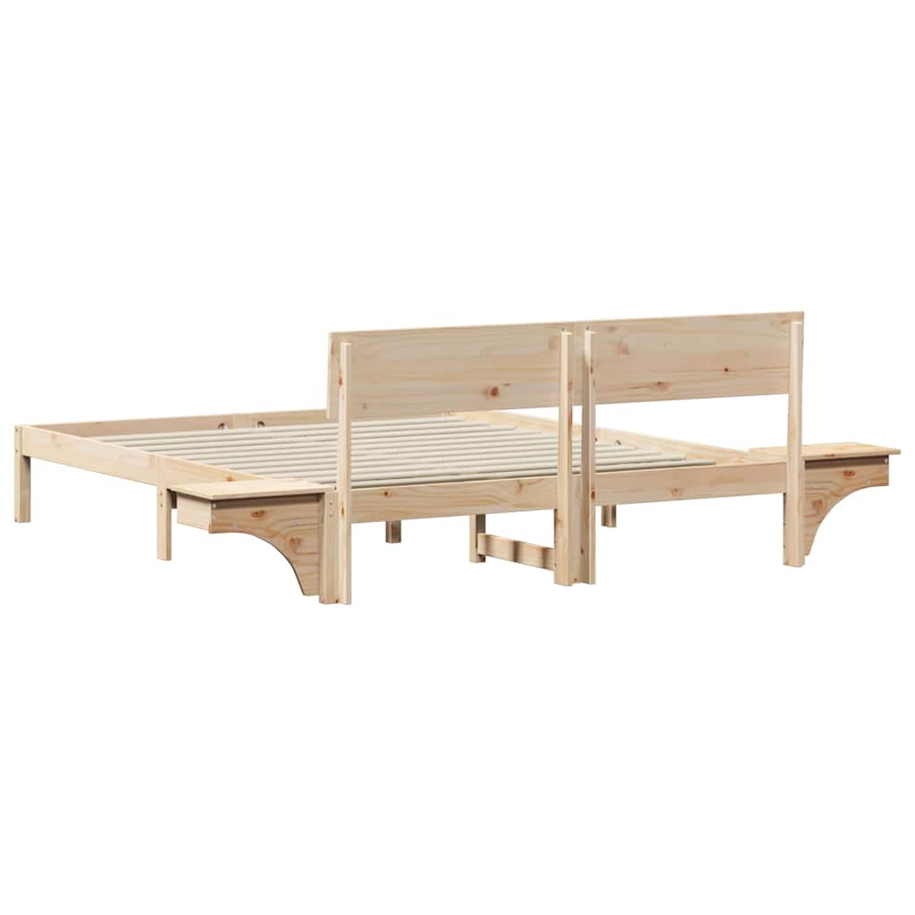 Sengestamme med hodegjerde Brun 150 x 200 cm Massiv furu