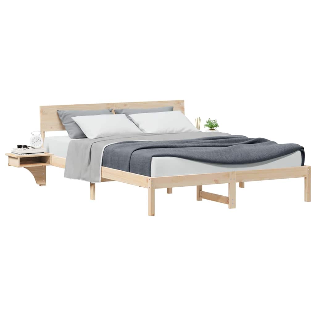 Sengestamme med hodegjerde Brun 150 x 200 cm Massiv furu