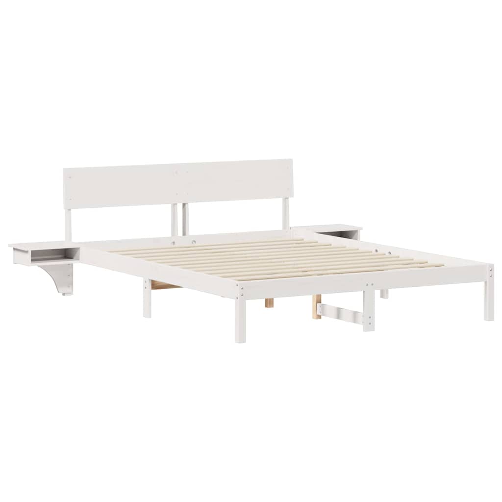 Sengestamme med hodegjerde Hvit 150 x 200 cm Massiv furu