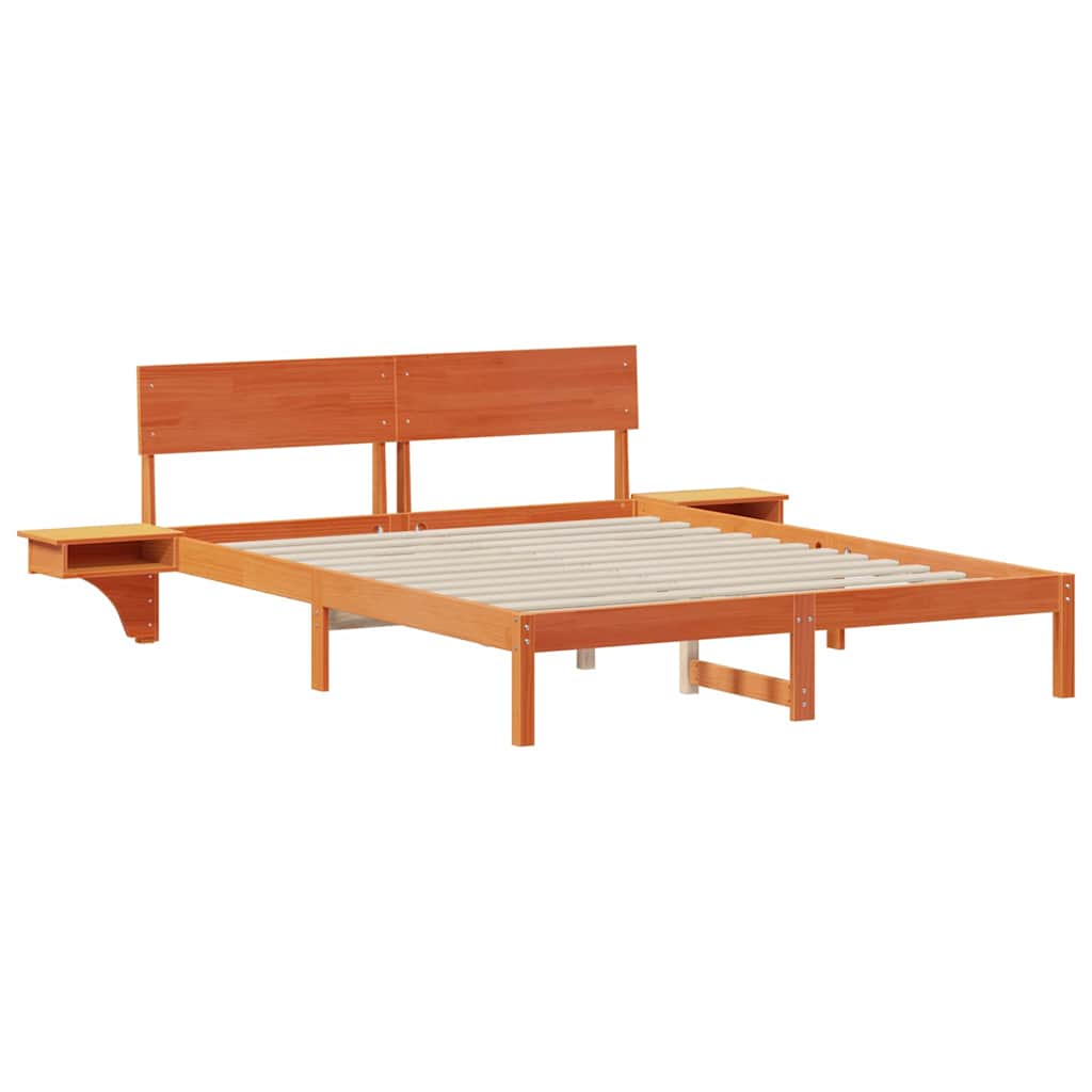 Sengestamme med hodegjerde Vokset Brun 150 x 200 cm Massiv furu