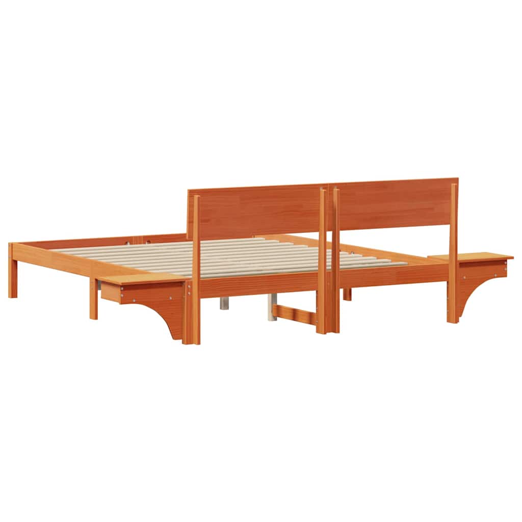Sengestamme med hodegjerde Vokset Brun 150 x 200 cm Massiv furu