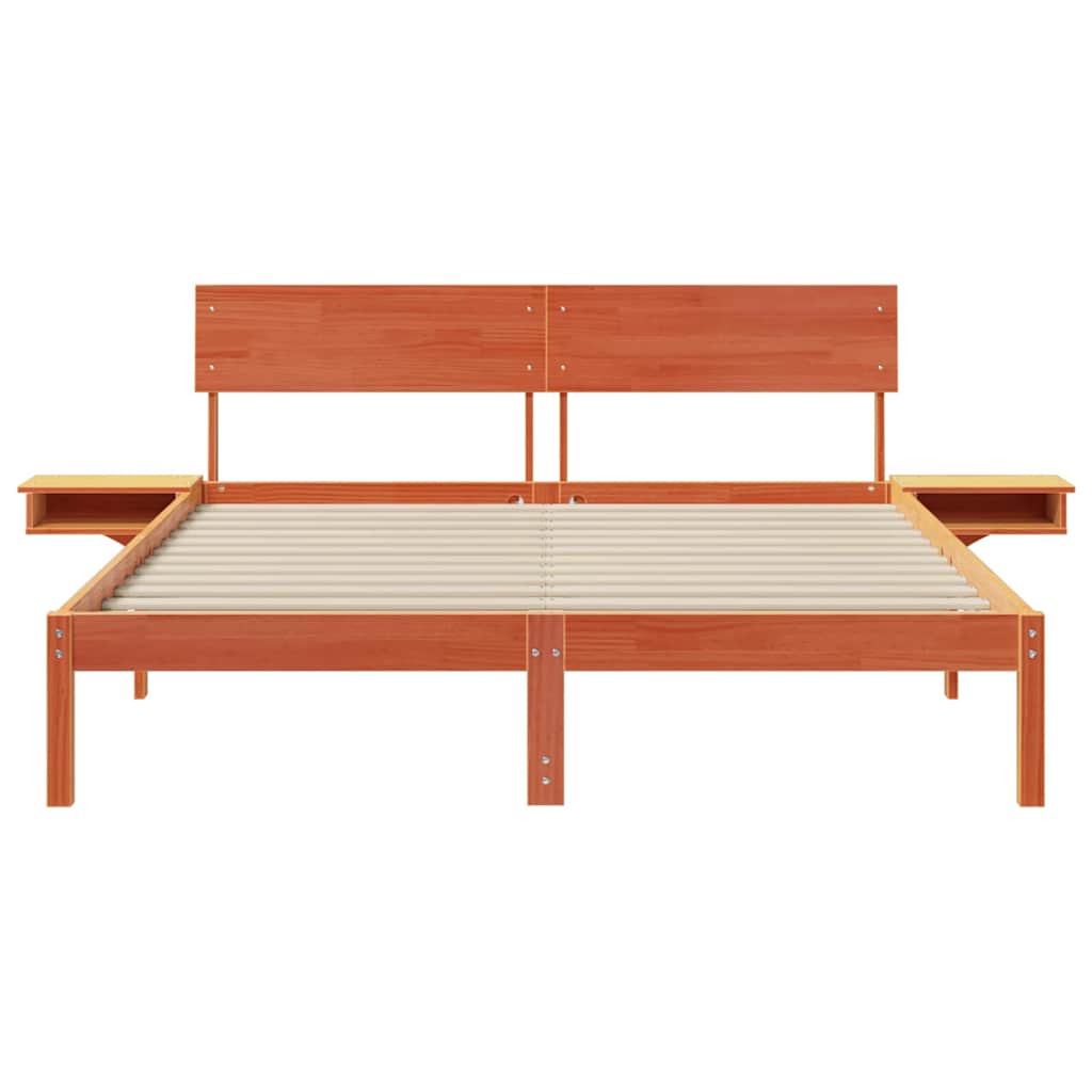 Sengestamme med hodegjerde Vokset Brun 150 x 200 cm Massiv furu