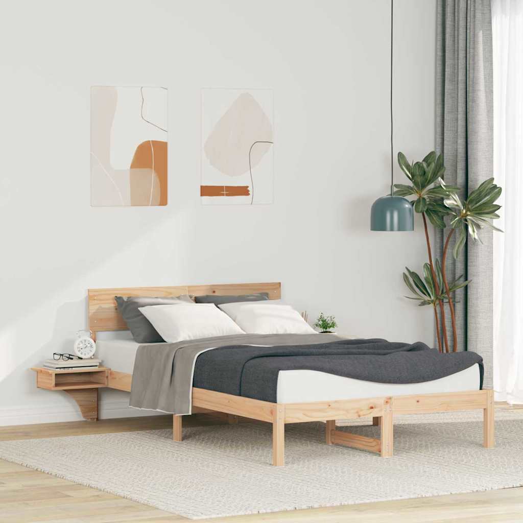 Sengestamme med hodegjerde Brun 140 x 200 cm Massiv furu