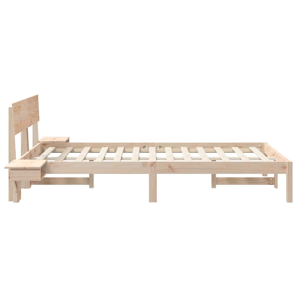 Sengestamme med hodegjerde Brun 140 x 200 cm Massiv furu