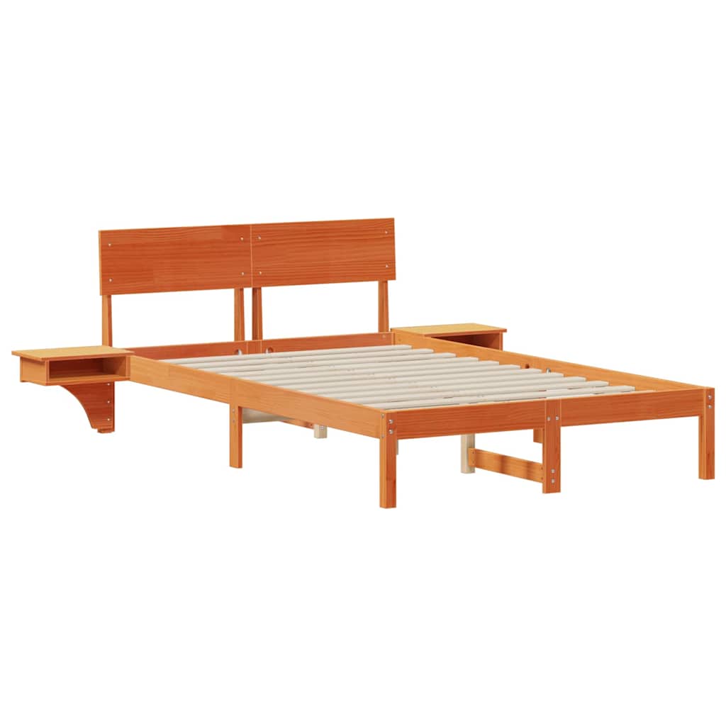 Sengestamme med hodegjerde Vokset Brun 120 x 200 cm Massiv furu