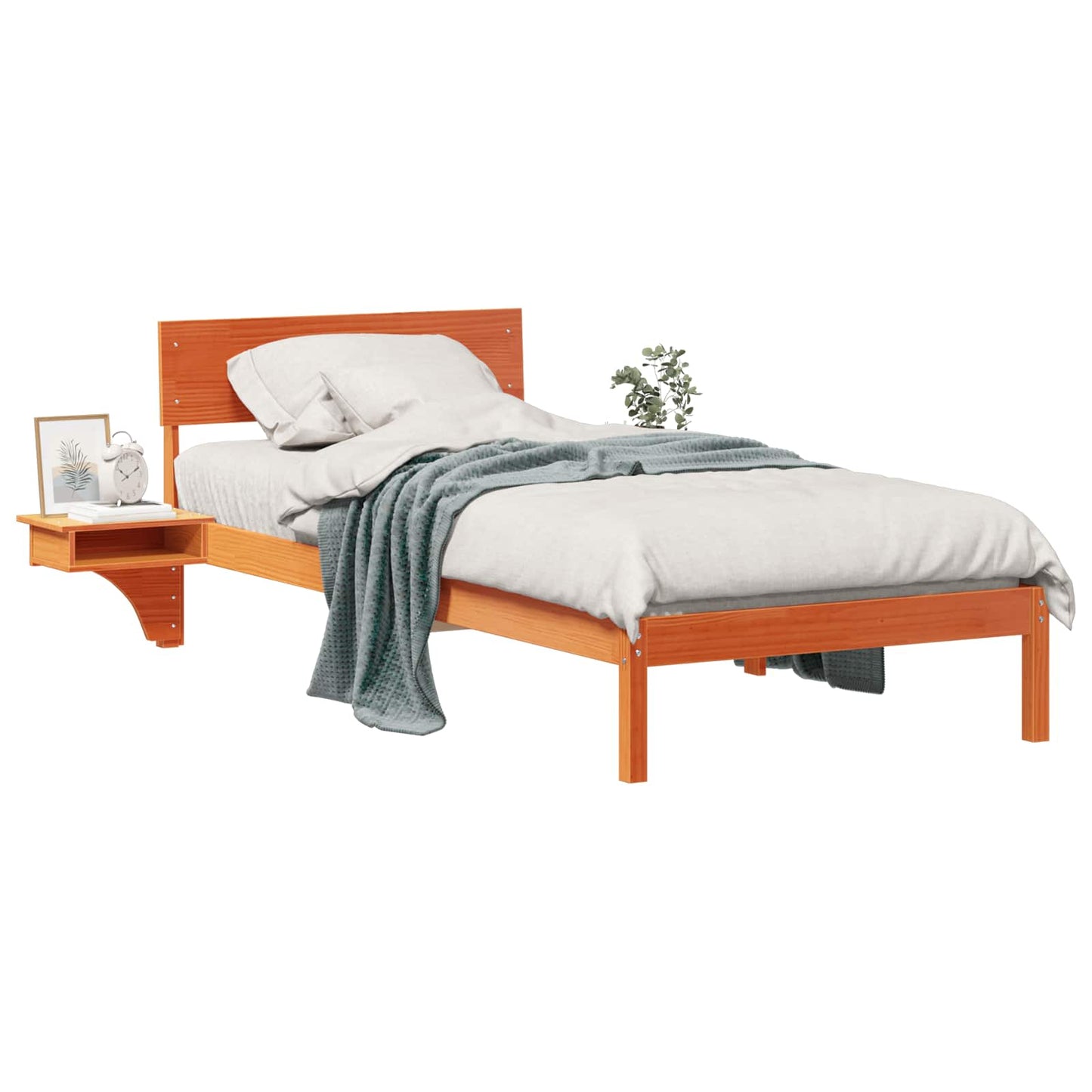 Sengestamme med hodegjerde Vokset Brun 90 x 200 cm Massiv furu