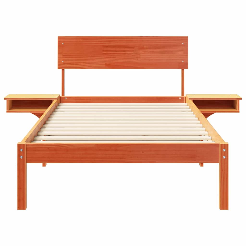 Sengestamme med hodegjerde Vokset Brun 90 x 200 cm Massiv furu