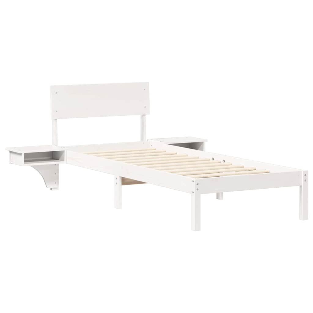 Sengestamme med hodegjerde Hvit 75 x 190 cm Massiv furu