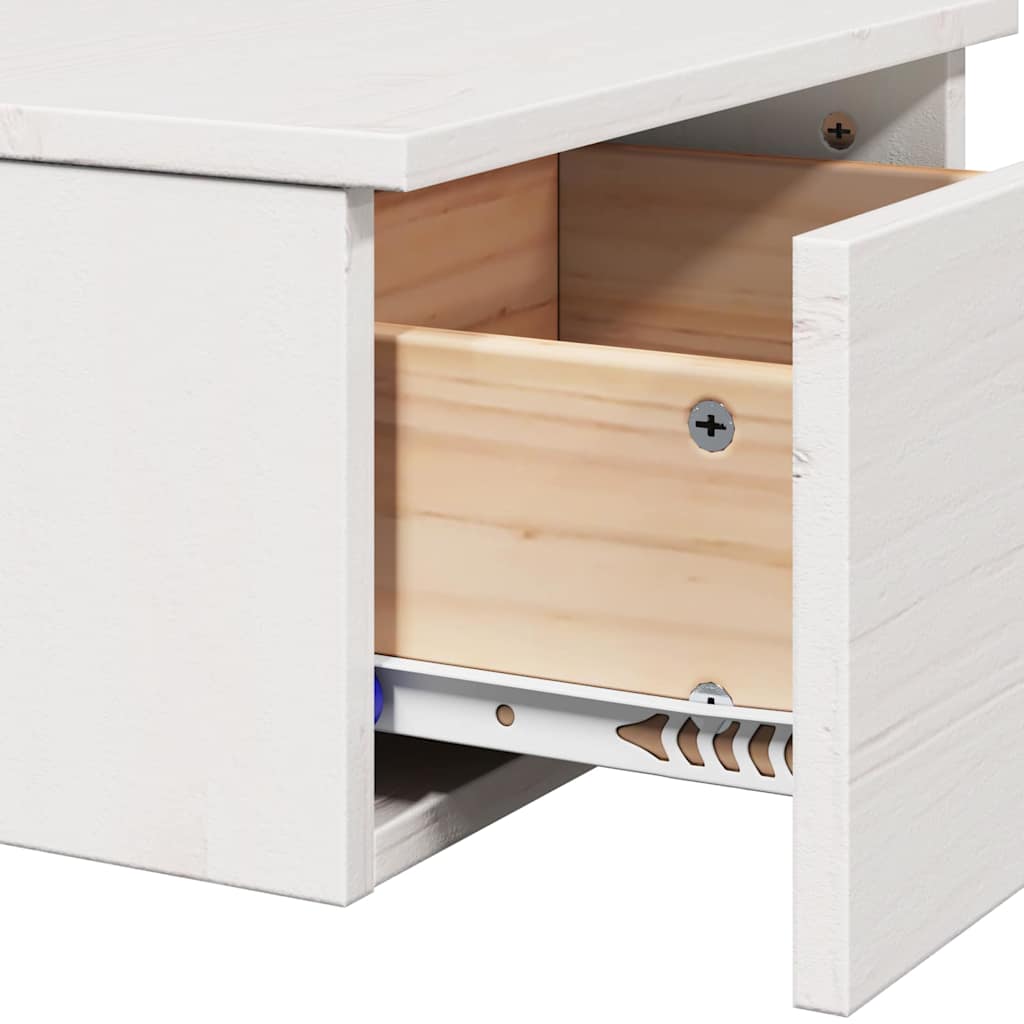 Nattbord med skuff Hvit 37 x 35 x 18,5 cm Heltre furu